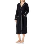 バスローブ 薄手 夏 レディース ガウン ワッフル生地 部屋着 ルームウェア 優しい肌触り 男女兼用 ホテル ロング(ブラック,  M)