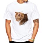  футболка кошка интересный Trick искусство casual простой Brown кошка XXXL( NO.4, 3XL)
