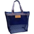 メッシュバック スパバック 温泉バック メッシュ素材 通気 速乾 収納 軽量 ビーチバック (ネイビー)