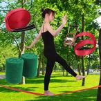 スラックライン フルセット バランス トレーニング 体幹強化 綱渡り ウォーカー ブルー 5cmx10m(ブルー 5cmx10m)