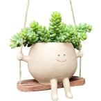 ハンギングプランター 笑顔 植木鉢 多肉植物 観葉植物 オシャレ 吊り鉢 可愛い(ナチュラル, 11cm)