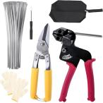 ケーブルタイガン メタルタイラップガンキット 金属製ジップタイ工具キット ステンレスバンド結束工具 (レッド ブラック,  330mm)