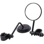 クランプミラー バイク ハンドルクランプ ラウンドミラー バイクミラー ハーレー チョッパー ボバー 左右セット(ブラック)