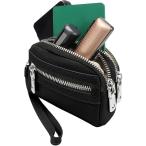 ショッピング印鑑 印鑑ケース はんこポーチ ハンコ 多機能 一括収納 コンパクト 持ち運び ファスナー 仕切り 本革 本格(ブラック)