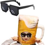 ショッピング着ぐるみ 着ぐるみ ビール 被り物 おもしろ めがね ハロウィン コスプレ 仮装 新年会(イエロー)