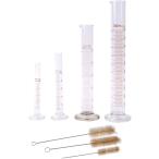 メスシリンダー ガラス 5ml 10ml 50ml 100ml セット ガラス製 ブラシ付き 見やすい目盛り(クリア 7点セット)