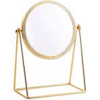  настольный зеркало металл макияж зеркало косметика зеркало Gold рама 360 раз вращение ( Gold, длина 24 x ширина 17 cm)