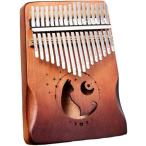 カリンバ 初心者 猫 17キー Kalimba ネコ かりんば 木製 親指ピアノ サムピアノ フィンガーピアノ(ブラウン)