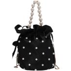 巾着バッグ ショルダー パーティーバッグ レディース ハンドバッグ 浴衣(ブラック,  サイズ：幅16cmx高さ18cmx奥行14cm)