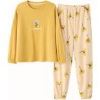 ショッピングレディ 夏 パジャマ レディース 綿100％ 春 夏 コットン 薄手 軽やか リラックスウェア 長袖 長ズボン 柔らか 寝巻き (フラワー,  XL)