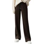 ＼暖かい／柔らかな肌触り 裏起毛パンツ レディース コーデュロイ 冬 ボトムス ストレート ロングパンツ かわいい (ブラウン,  L)