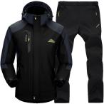 上下セット 撥水 レインコート レインウェア カッパ 防水 バイク 釣り 登山 キャンプ アウトドア サイクリング(ブラック,  L)