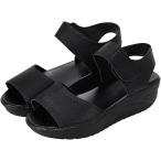 レディース サンダル ナースシューズ ルームサンダル オープントゥ 厚底 カジュアル 事務所 オフィス( ブラック,  25.0 cm)