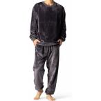 着る毛布のような暖かさ もこもこ パジャマ メンズ 長袖 ルームウェア 上下セット 裏起毛 無地 厚手 暖かい 部屋着(グレー,  M)