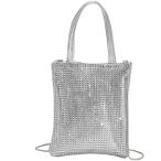 キラキラバッグ ラインストーン チェーンバッグ レディース 小さめ ミニ ショルダー トート 銀色(シルバー)