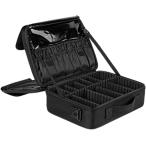 メイクボックス メイクポーチ コスメボックス 化粧ポーチ 大容量 化粧品 メイク収納 コスメ収納 M(Black,  Medium)