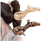 バナナクリップ ヘアクリップ しっかり 髪留め リボン シンプル かわいい 2個セット(C クリアシャンパン+クリアべっ甲)