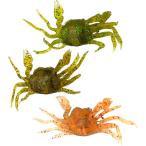 カニ ワーム 蟹 タコ釣り ソフトワーム チヌ キジハダ エギ 真鯛 海釣り 船 疑似餌 ルアー(茶・緑・橙,  小(3色1セット))