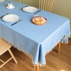 テーブルクロス 北欧 布生地なのに水を弾く魔法の質感 長方形 正方形 撥水 防水 お洒落 可愛い (ブルー,  80x120)