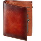 財布 メンズ 本革 二つ折り セパレート型小銭入れ コンパクト サイフ トップレザー(キャメル)