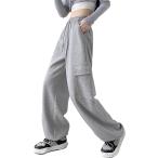  брюки-карго длинный женский свободно тренировочный резина талия карман популярный симпатичный модный легкий ( серый, L)