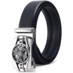 ショッピング変身ベルト 大人の変身ベルト メンズ バックル 回転 本革 ビジネスシーン 遊び心 穴なし 120( シルバーＢ)