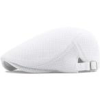 メッシュ ハンチング帽 軽量 通気性 帽子 無地 シンプル ハンチングキャップ 日除け 紫外線対策( ホワイト,  Free Size)