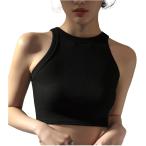 ji-tiamo короткий .... безрукавка майка cut and sewn эластичность ребра внутренний женский ( черный, L)