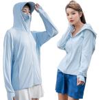  Rush Guard женский купальный костюм UV cut Parker длинный рукав с козырьком . лицо до скорость . охлаждающий "дышит" body type покрытие ( воздушный Lee голубой, L)