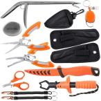 フィッシングプライヤー フィッシンググリップ フィッシングツールキット 多機能 釣り道具 12点セット フィッシュ(多色)