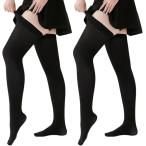 ショッピングニーハイ 大きいサイズ ニーハイソックス 2足セット 滑り止め オーバーニーソックス ぽっちゃり(ブラック,  Free Size)