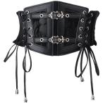 コルセット ベルト ウエストベルト サッシュベルト 太ベルト ゴシック 病み可愛い ステージ ライブ 参戦服(ブラック,  75 cm)