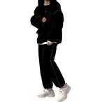  джерси верх и низ в комплекте женский свободно тренировочный часть магазин надеты одежда для дома Parker симпатичный ( черный, Free Size)