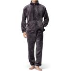 極上の肌触り もこもこ パジャマ メンズ 長袖 ルームウェア 上下セット 裏起毛 パーカー 厚手 秋冬 (グレー(フードなし),  M)