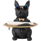 インテリア 雑貨 貯金箱 小物置き オブジェ 置物 皿を捧げる犬 おしゃれ フレンチブルドッグ ギフト(ブラック)