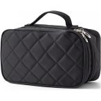 化粧ポーチ 大容量 多機能 メイクボックス 2段 コスメ収納 旅行用(ブラック)