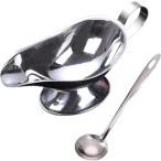 カレーポット ソースポット レトロ 食器 洋食屋 レストラン仕様 船型デザイン シルバー ステンレス製(シルバー, 小:85mL)