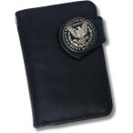 二つ折り財布 バイカーズウォレット ミドルウォレット メンズ レザー ライダースウォレット レザーウォレット 本革 大容量 (イーグル)