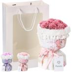 フラワーデザイナー推奨 ソープフラワー 花束 ギフト 誕生日 母の日 退職 敬老の日 プレゼント(カーネーション:コンクパール, 中)