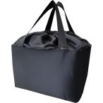 レジかご保冷温バッグ 巾着付 エコバック カゴ お買い物 大容量 マイ 折りたたみ 持ち歩きやすい 繰り返し使える 無地(ブラック)