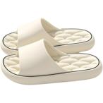 レディース スリッパ サンダル ふかふか クッション ルームシューズ 洗える 抗菌防臭素材 軽量 来客用 MDM (ホワイト,  25.0 cm)