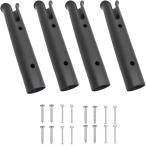 ロッドホルダー ロッドキーパー 釣り 船 ボート クーラーボックス 丈夫 ネジ付き 4個セット (ブラック, 単連)