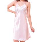  День матери простой одноцветный длинный slip топ гладкий Night одежда пижама нижнее белье внутренний ( salmon розовый, 3XL)