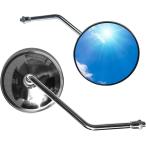 バイク ミラー 10mm 左右 セット ショート ラウンド タイプ 丸 型 旧車 カスタム (シルバー,  M10正ネジ 丸型 11cm)