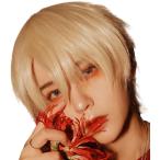 レイルアナ ウィッグ ショート 男装 メンズ フルウィッグ カツラ 男女両用 お手軽 アレンジ 写真 映え ネット付(金髪)