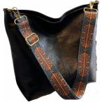 ホーボーバッグ ボヘミアン ミニマリスト エスニック ショルダーバッグ 斜め掛け PUレザー おしゃれ レディース(ブラック)