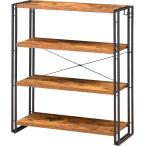 ラック オープンシェルフ 4段 木製 収納 本棚 オープンラック キッチンラック リビングラック おしゃれ(A古木色,  H4-幅80)