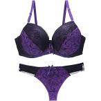 ユニグランド ブラジャー ショーツ セット セクシー ランジェリー MDM( パープル, D90/XXL)