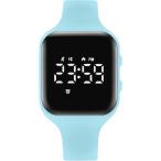スマートウォッチ 5ATM防水 デジタル 腕時計 活動量計 キッズ 充電式 スポーツウォッチ 歩数計 距離 MDM(ブルー,  キッズ)