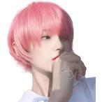 レイルアナ ウィッグ ショート 男装 メンズ フルウィッグ カツラ 男女両用 お手軽 アレンジ 写真 映え ネット付 (ピンク)